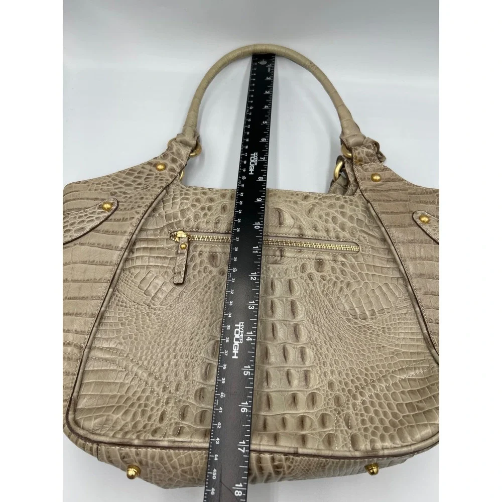 Brahmin Melbourne Duxbury Satchel Sand Shell Croc Embossed Leather Tote Bag